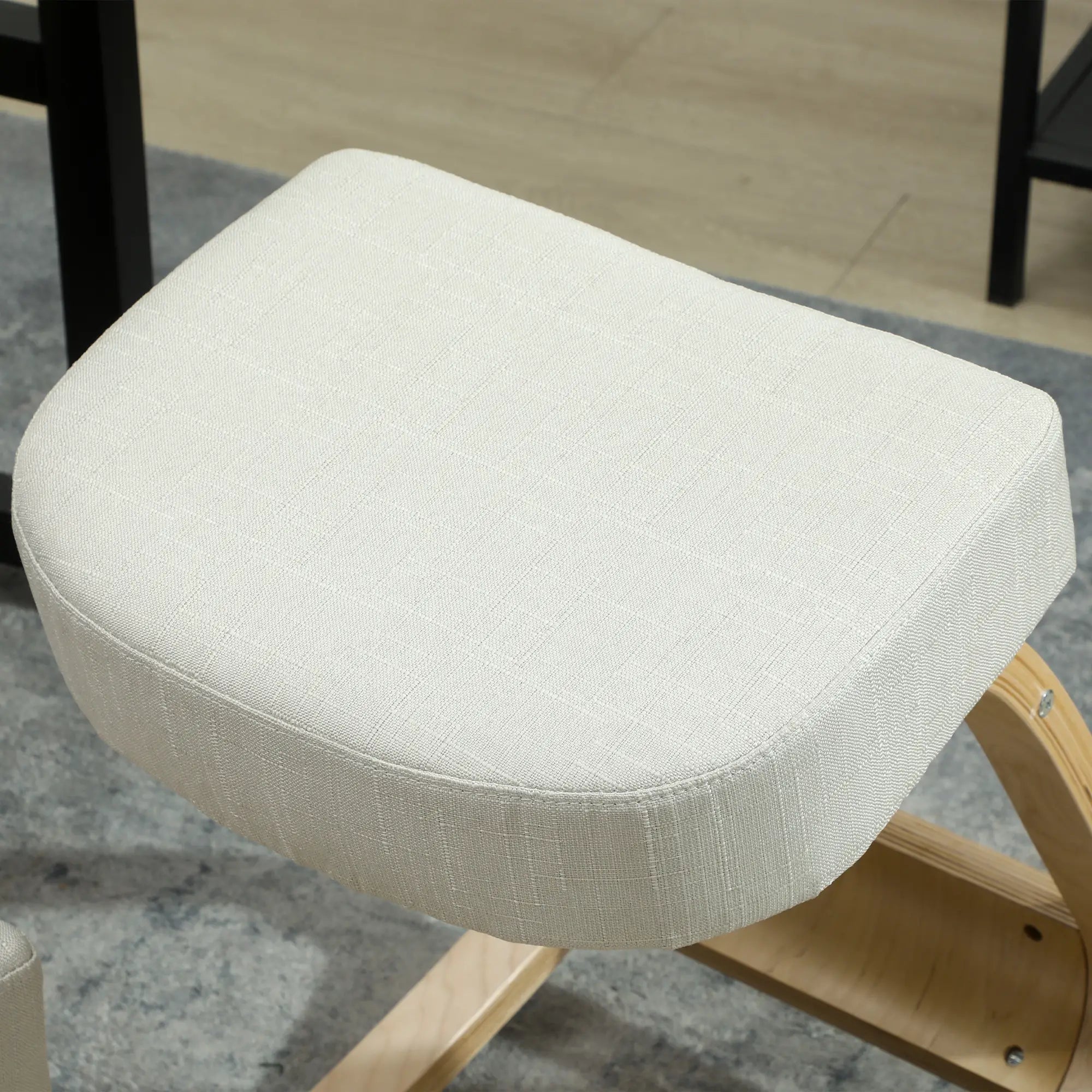 Ergonomic Kneeling Chair, Wood Stool with Thick Pads, Cream White Office Chairs at Gallery Canada