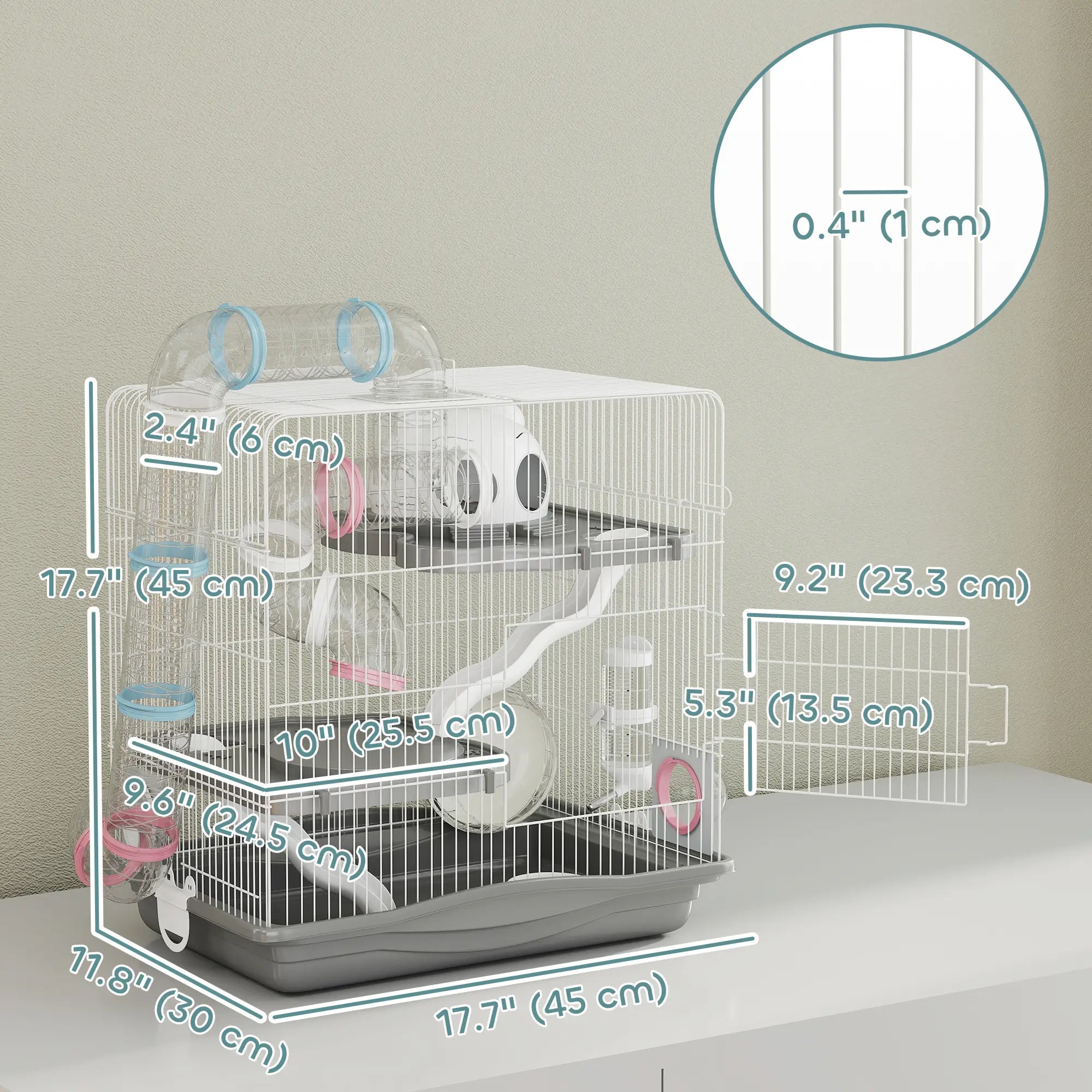 3-Tier Hamster Cage With Exercise Wheels, Grey Hamster Cages at Gallery Canada