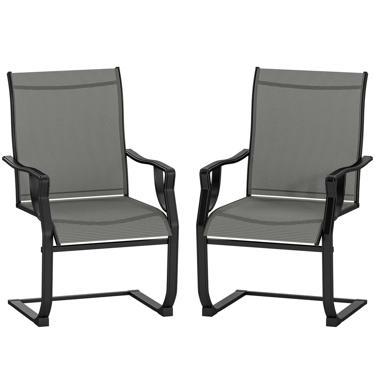 Spring Motion Patio Chairs Set Of 2, Curved High Backrest, All Weather Fabric, Metal Frame Outdoor Dining Sets at Gallery Canada
