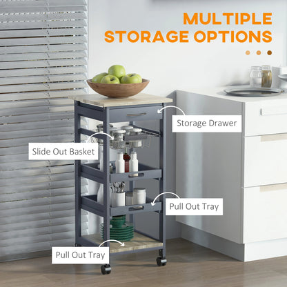 Rolling Kitchen Island Cart, Mobile Storage with Drawer, Wire Basket, Grey Kitchen Islands & Kitchen Carts at Gallery Canada