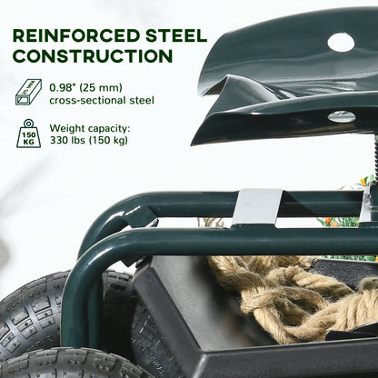 Garden Cart with 360° Swivel Seat, Tool Tray, Adjustable Height Garden Accessories at Gallery Canada