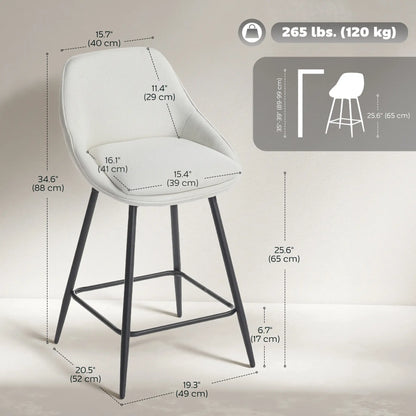 26 Inch Counter Height Barstools Set of 2, Upholstered Swivel, Cream White Bar Stools at Gallery Canada