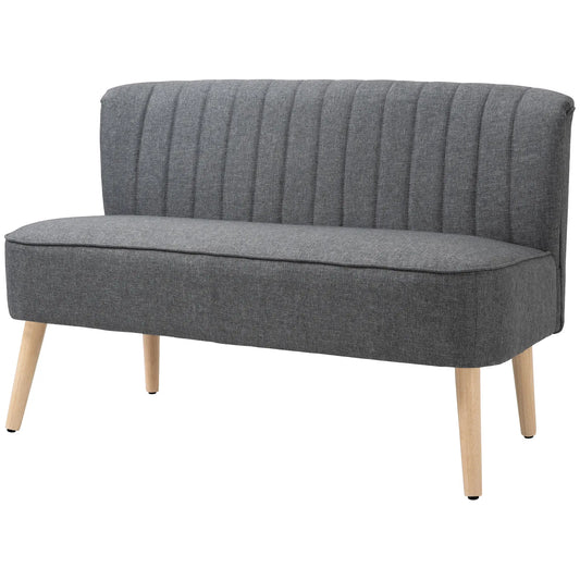 Modern 2 Seater Sofa, Upholstered Couch with Rubber Wood Legs, Grey 2-Seater Sofas Grey, Natural at Gallery Canada