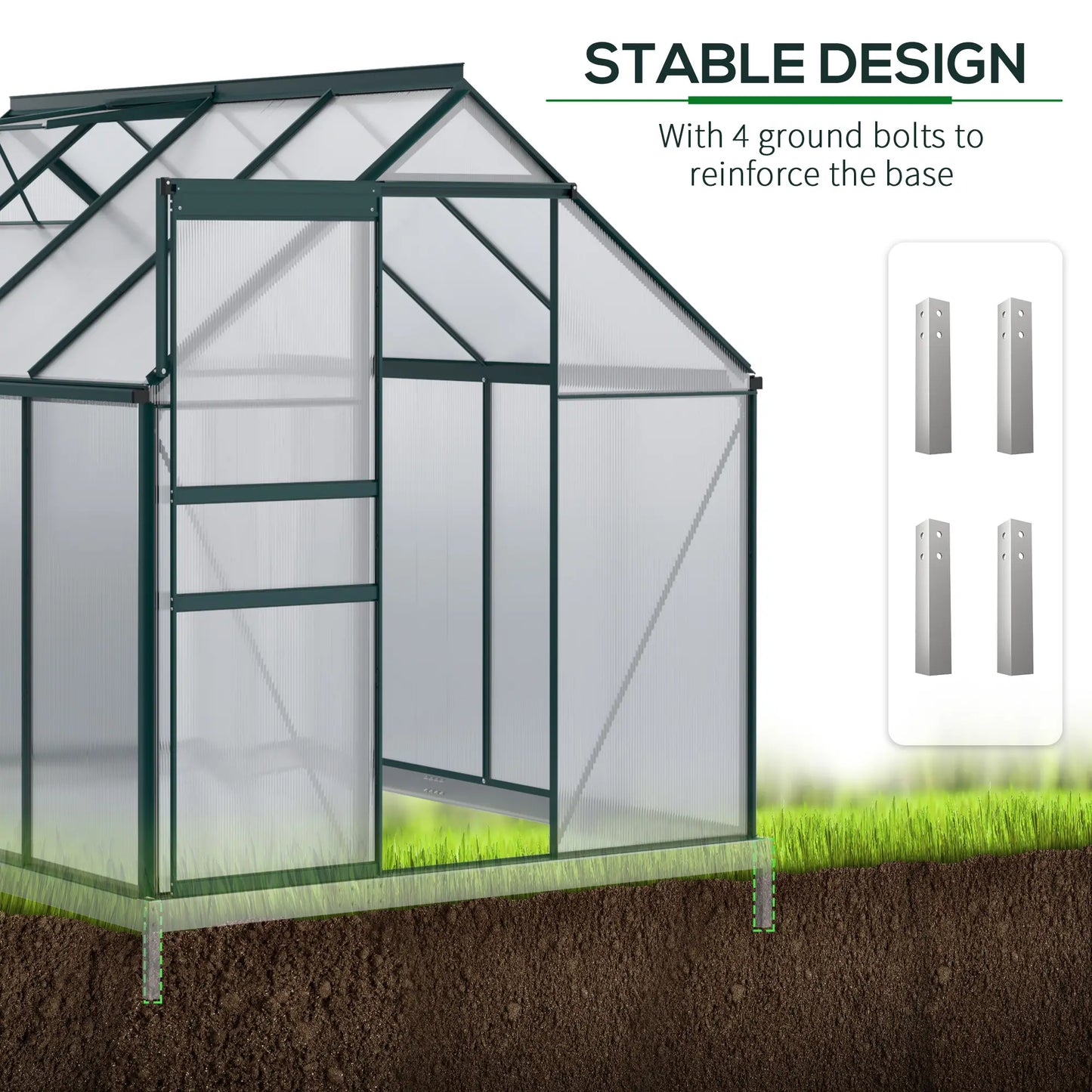 6' x 8' x 6.5' Polycarbonate Greenhouse, Walk-in, Adjustable Roof Vent, Green Walk In Greenhouses at Gallery Canada