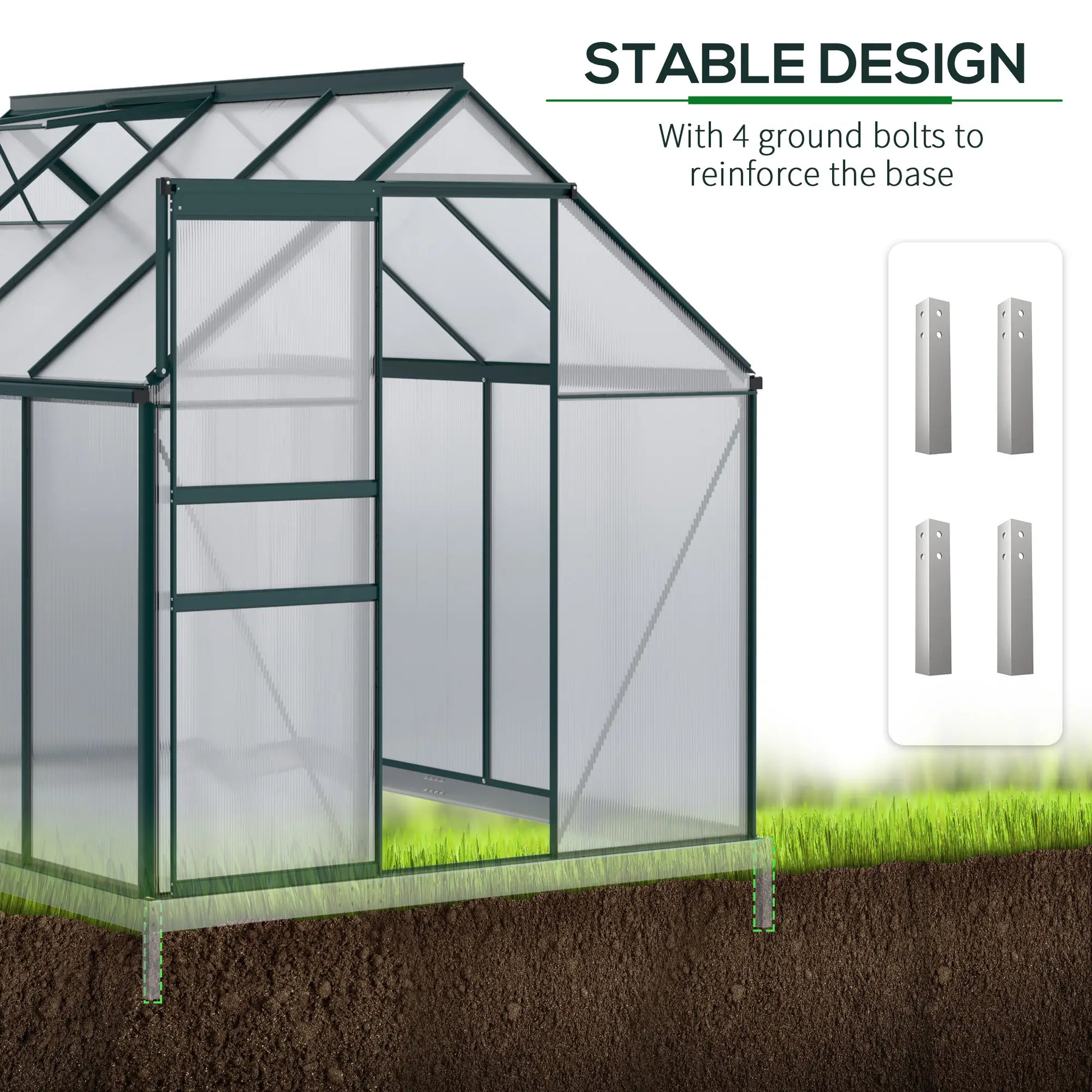 6' x 8' x 6.5' Polycarbonate Greenhouse, Walk-in, Adjustable Roof Vent, Green Walk In Greenhouses at Gallery Canada