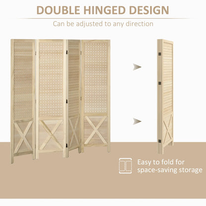 4.7' Wooden Room Divider, Folding Privacy Screen, Natural Room Dividers at Gallery Canada