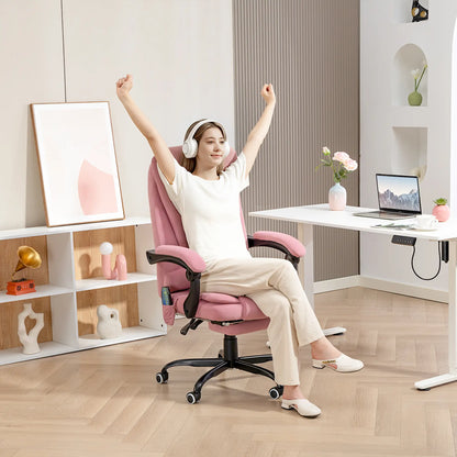 7-Point Vibrating Massage Chair, Reclining with Footrest, Pink Massage Chairs at Gallery Canada