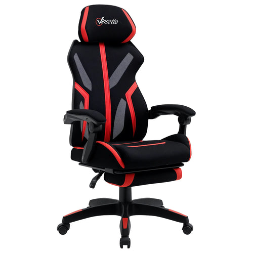 Racing Gaming Chair, Ergonomic Computer Chair with Footrest, Headrest, Black, Red