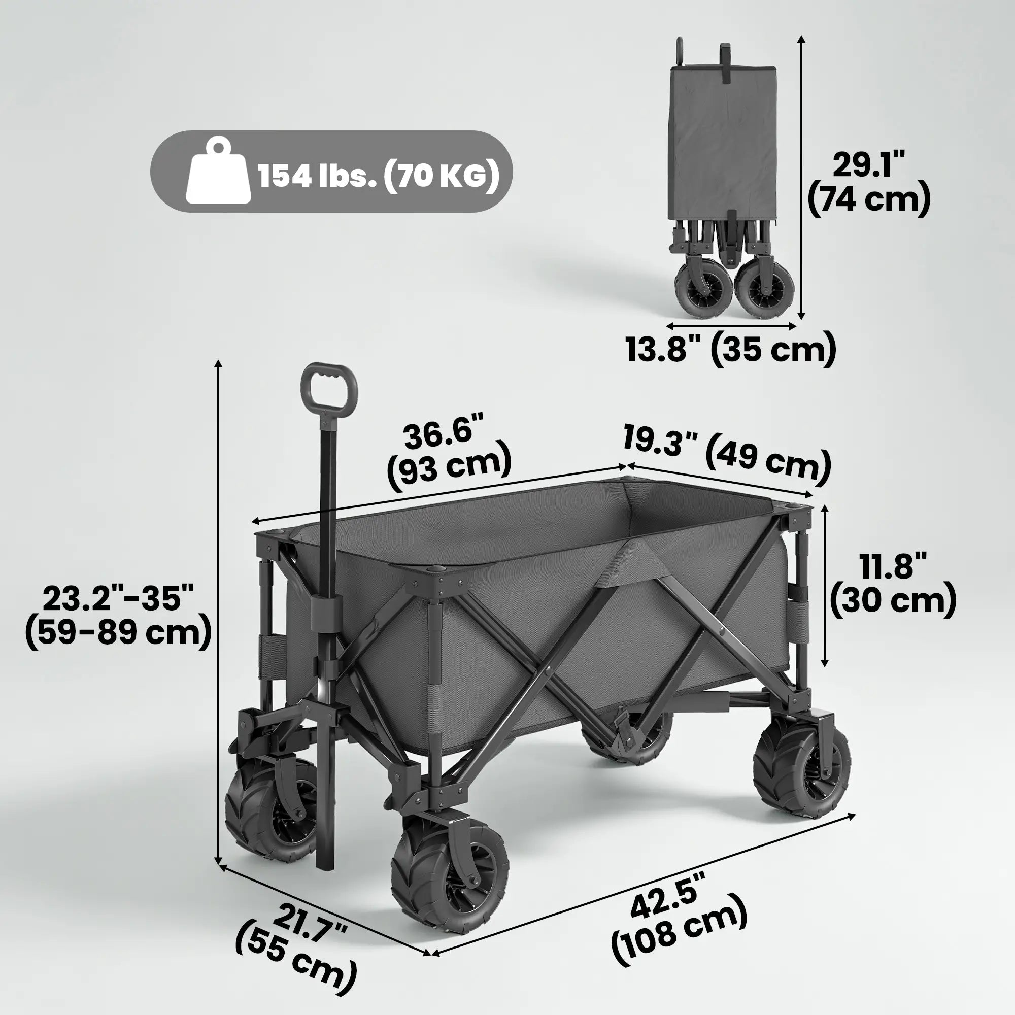 Folding Camping Trailer, Outdoor Pull Along, Anti-Slip Wheel, Dark Grey Bike Cargo Trailers at Gallery Canada