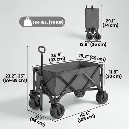 Folding Camping Trailer, Outdoor Pull Along, Anti-Slip Wheel, Dark Grey Bike Cargo Trailers at Gallery Canada