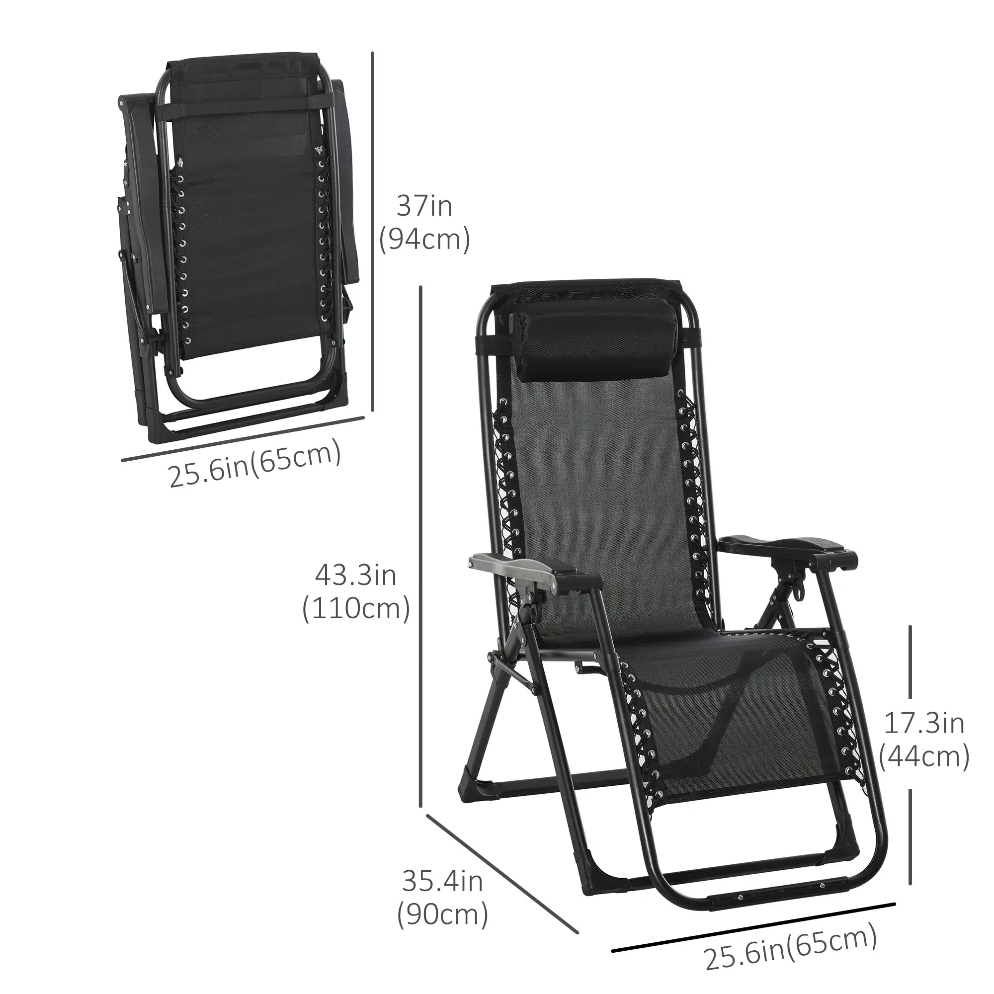 Zero Gravity Reclining Chair, Adjustable Backrest, Folding Sun Lounger, Removable Cushion, Headrest, Wine Red Lounger Chairs at Gallery Canada