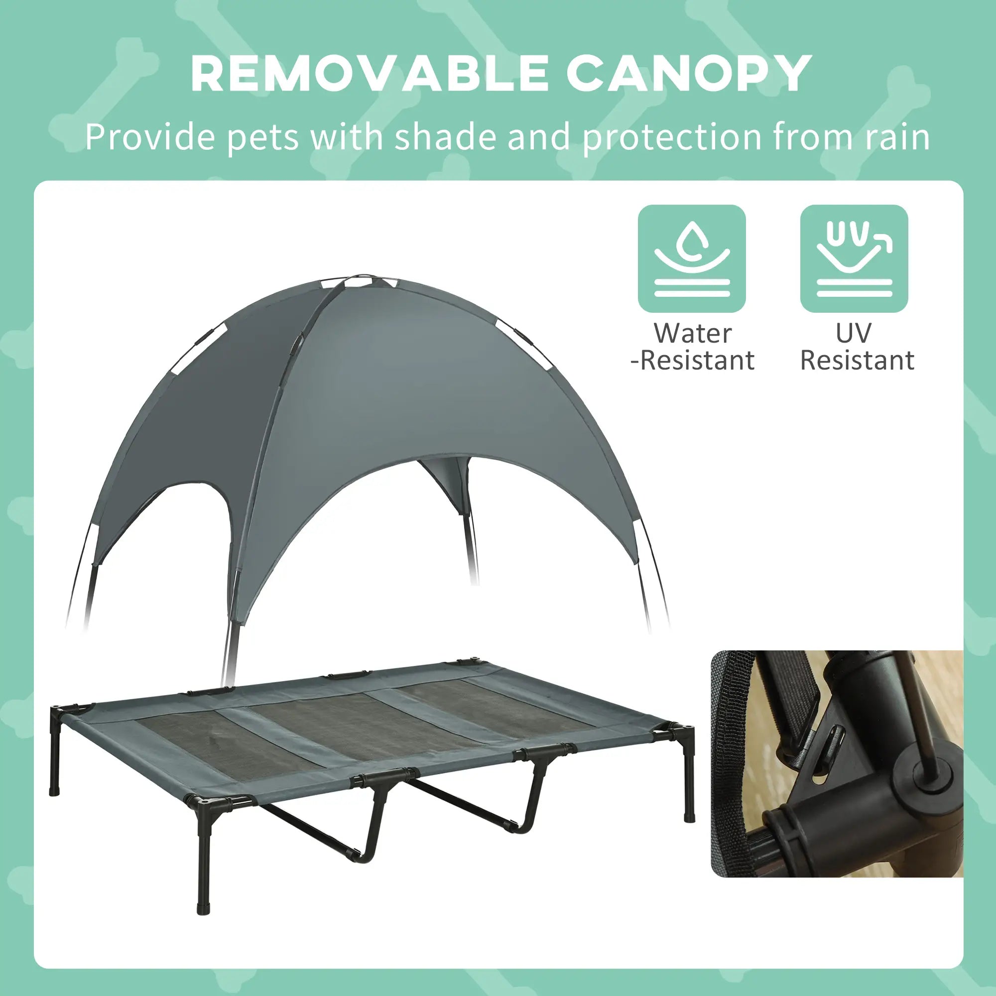 Elevated Dog Bed with Canopy, Portable XL Dog Cot, 48