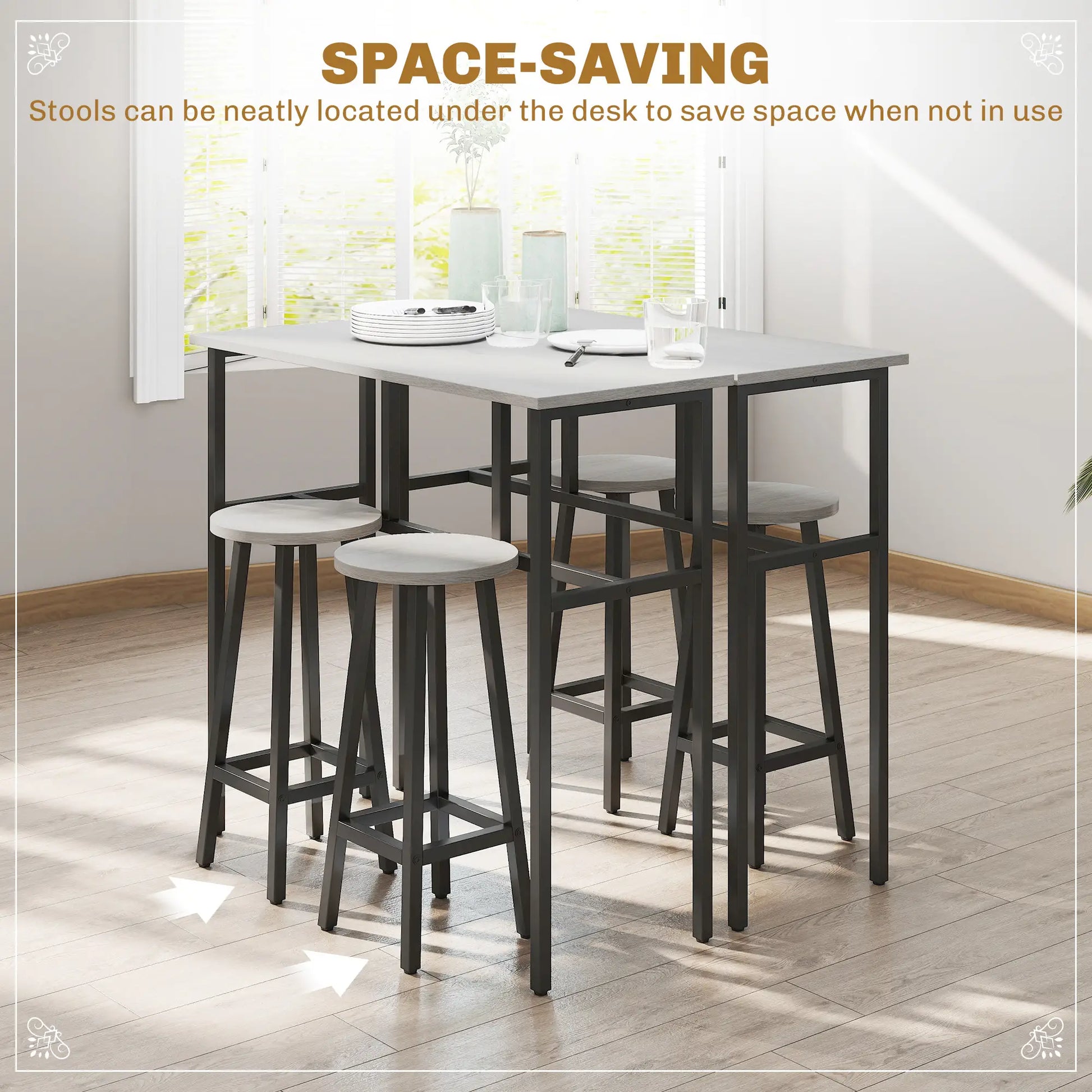 Bar Table Set, 6 Piece, 2 Tables, 4 Stools, Grey Bar Sets at Gallery Canada