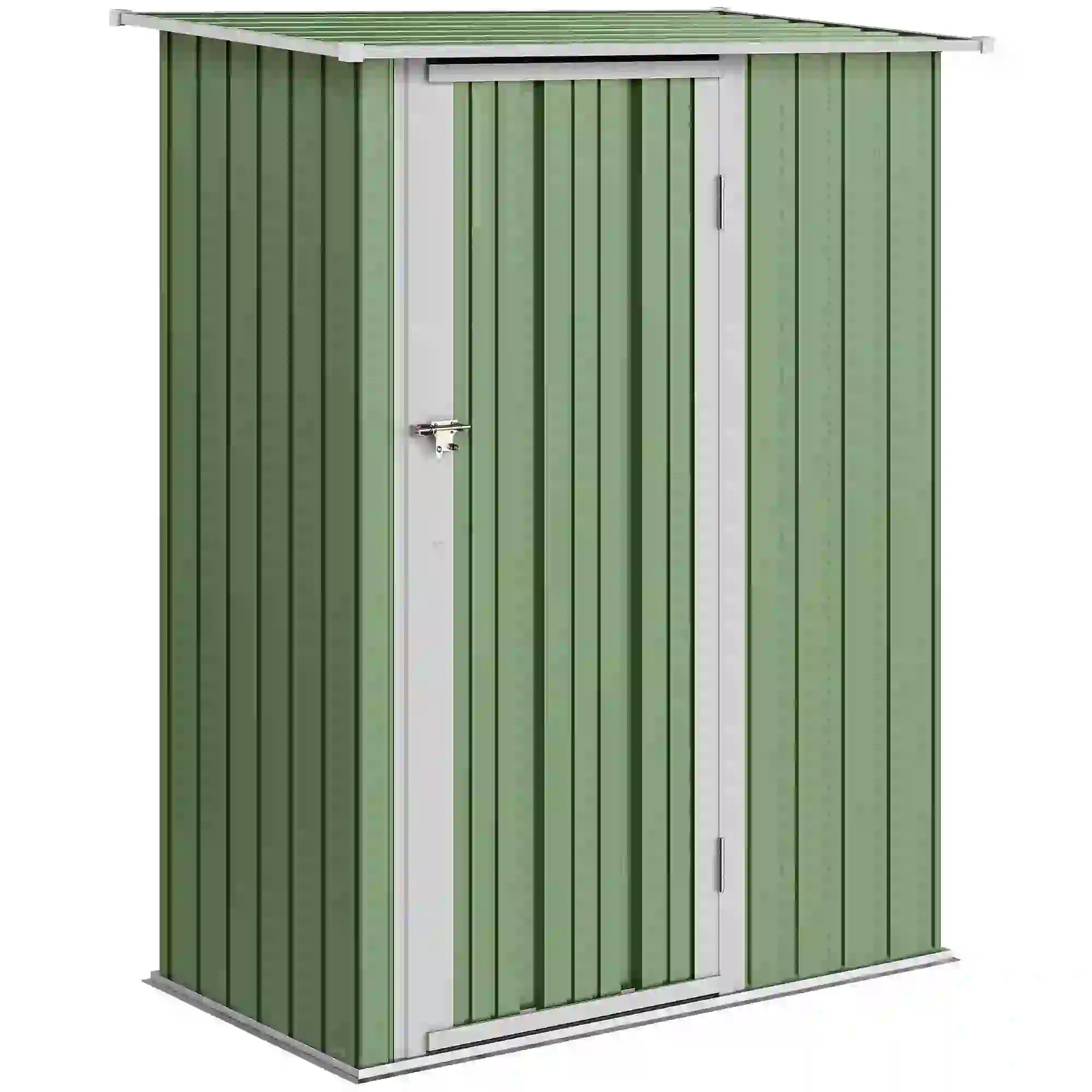 5x3ft Metal Garden Shed, Sloped Roof, Lockable Door, Light Green Sheds at Gallery Canada