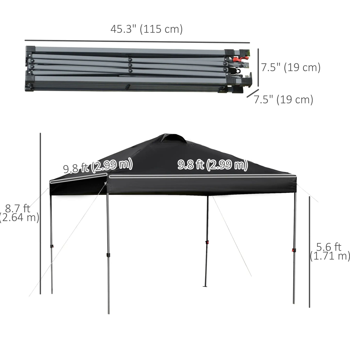 10' x 10' Pop Up Canopy Tent, Airy Top Vents, Wheeled Carry Bag, Black Pop Up Canopies at Gallery Canada