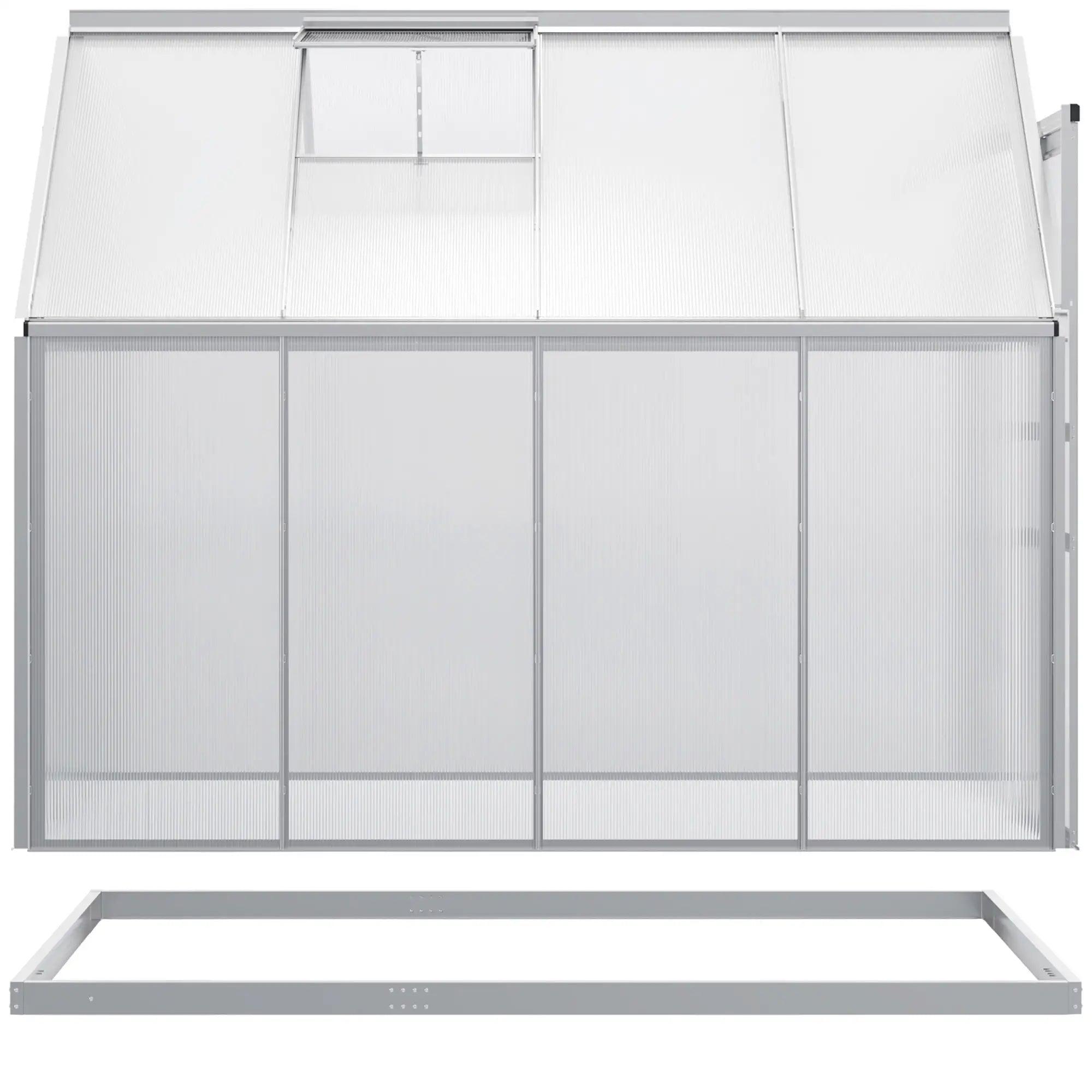 6' x 8' x 6.5' Walk-in Greenhouse, Polycarbonate, Adjustable Roof Vent, Sliding Door, Clear Walk In Greenhouses Clear, Silver at Gallery Canada