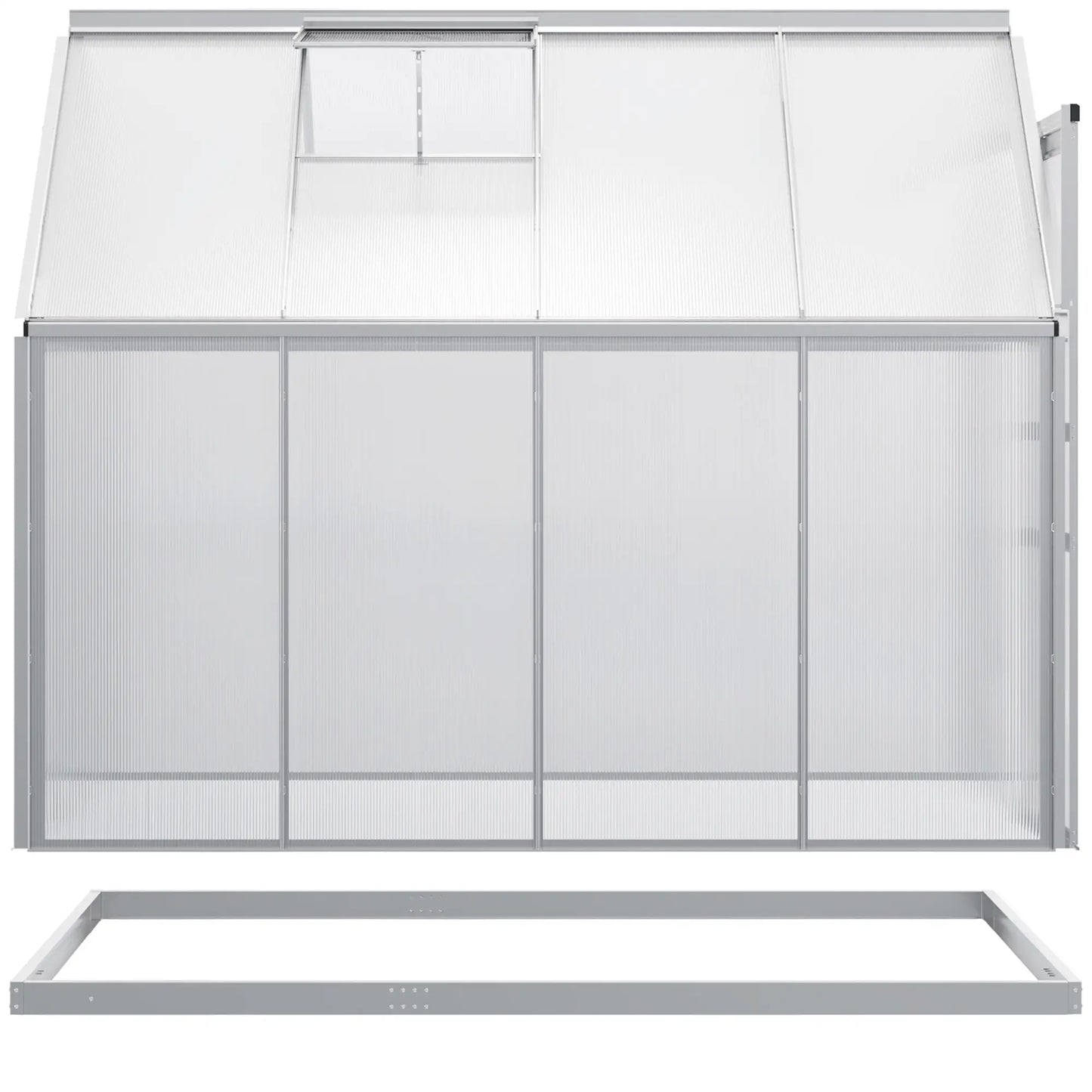 6' x 8' x 6.5' Walk-in Greenhouse, Polycarbonate, Adjustable Roof Vent, Sliding Door, Clear Walk In Greenhouses Clear, Silver at Gallery Canada