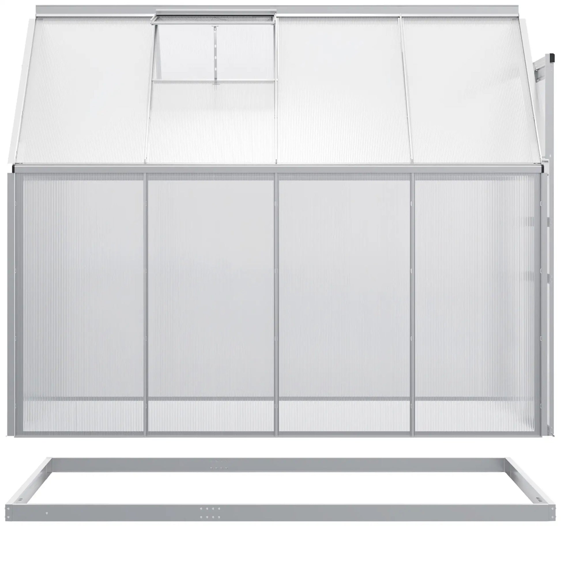 6' x 8' x 6.5' Walk-in Greenhouse, Polycarbonate, Adjustable Roof Vent, Sliding Door, Clear Walk In Greenhouses Clear, Silver at Gallery Canada