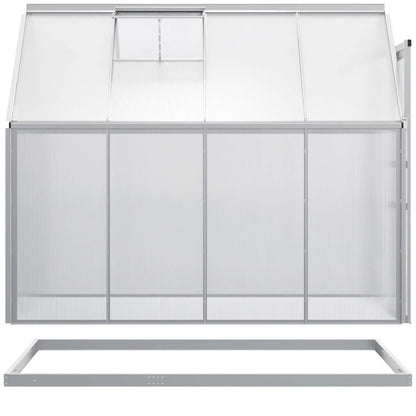 6' x 8' x 6.5' Walk-in Greenhouse, Polycarbonate, Adjustable Roof Vent, Sliding Door, Clear Walk In Greenhouses Clear, Silver at Gallery Canada