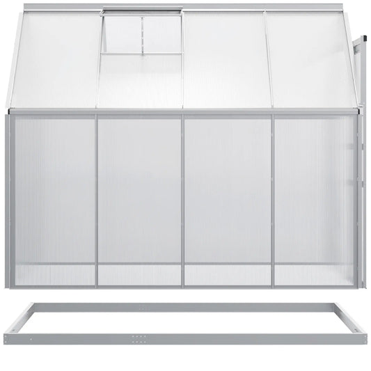 6' x 8' x 6.5' Walk-in Greenhouse, Polycarbonate, Adjustable Roof Vent, Sliding Door, Clear Walk In Greenhouses Clear, Silver at Gallery Canada