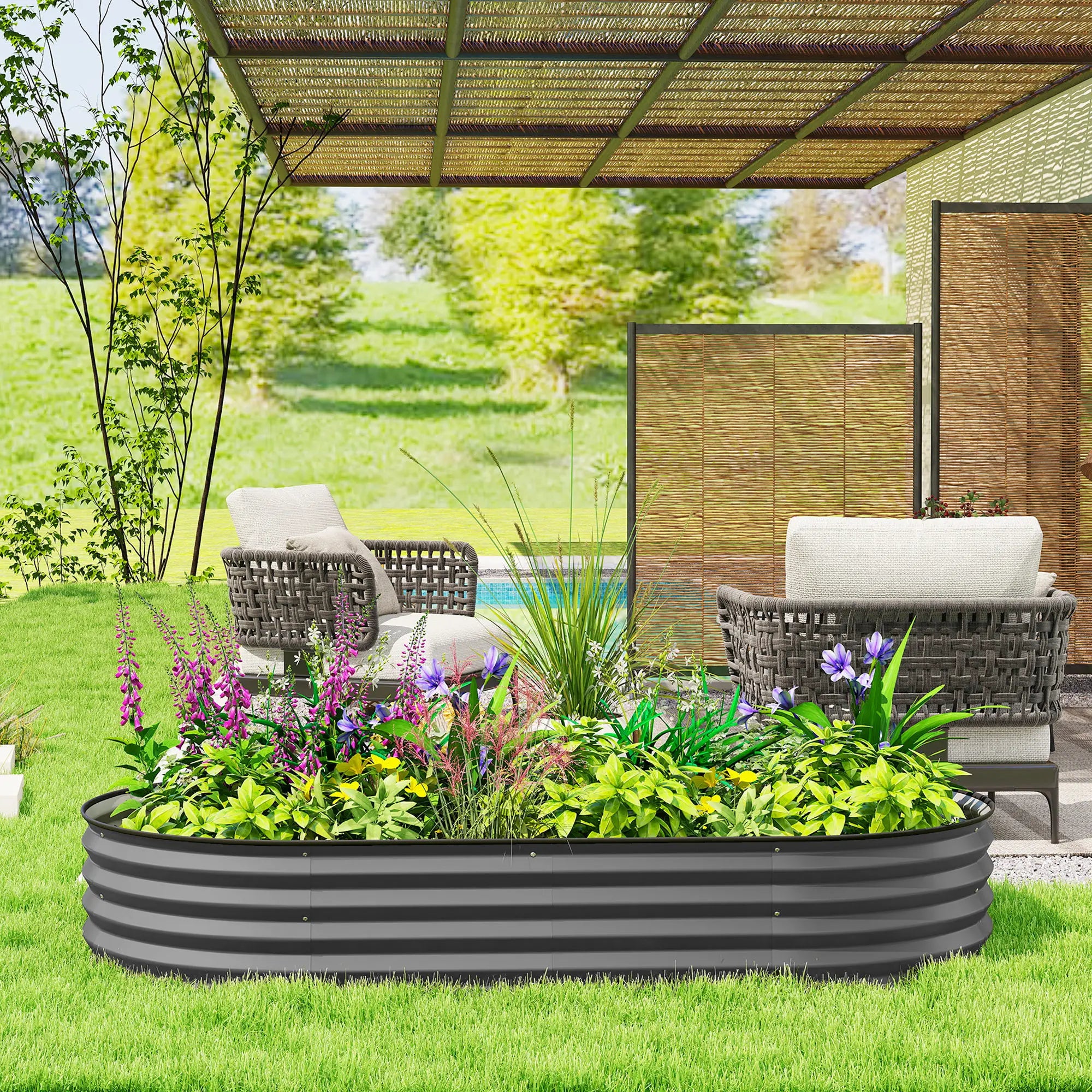 6' x 3' x 1' Galvanized Raised Garden Bed, Dark Grey Outdoor Planter Box, Dark Grey Galvanized Planter Boxes at Gallery Canada
