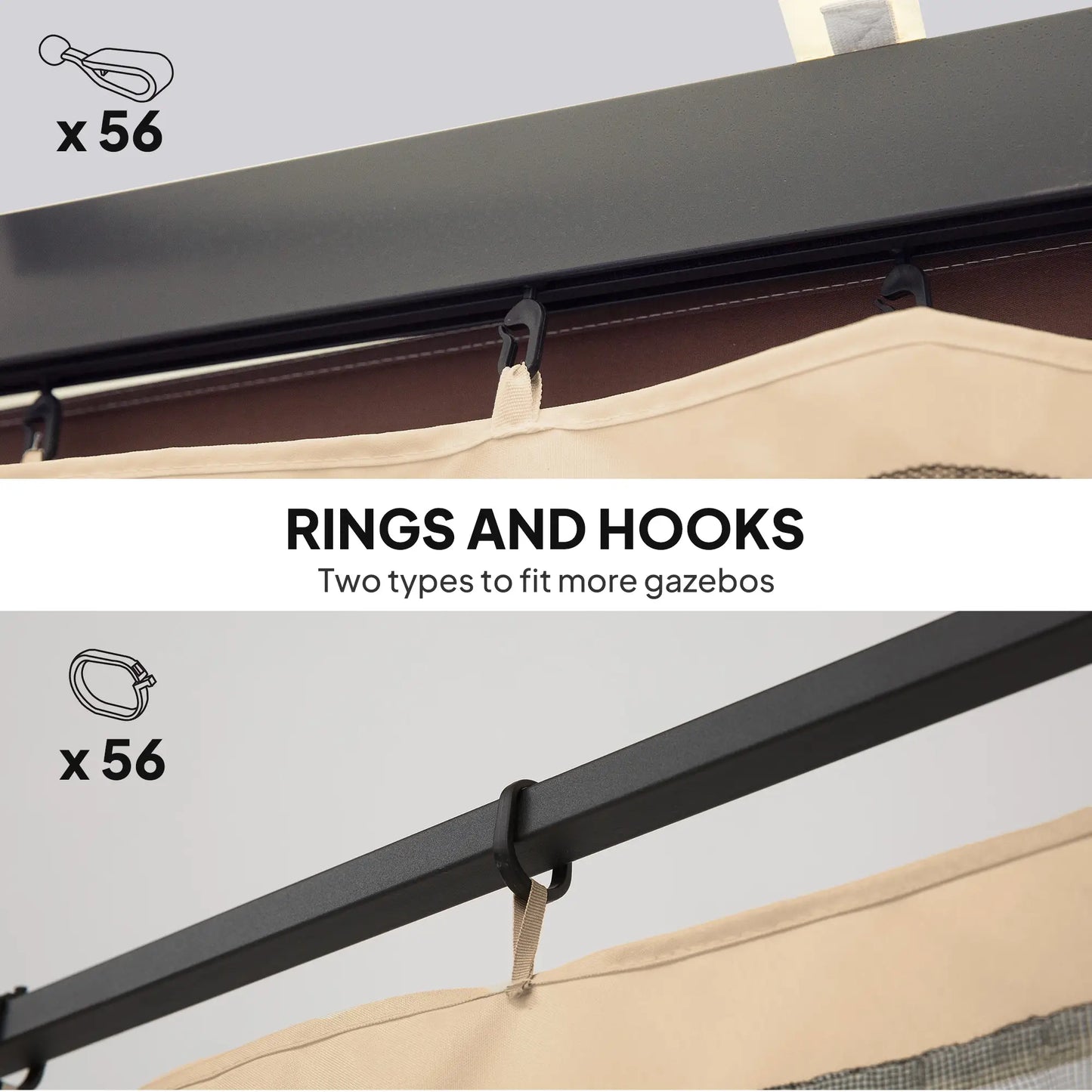 Mosquito Netting For Gazebo, 12' x 12', Beige, Black Gazebo Sidewalls at Gallery Canada