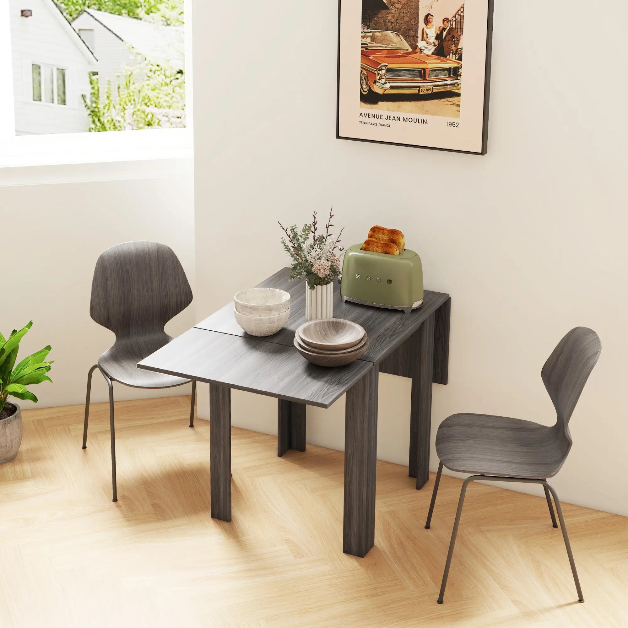 Folding Extendable Dining Table, Drop Leaf, for 2-4 People, Grey Bar Tables & Dining Tables at Gallery Canada