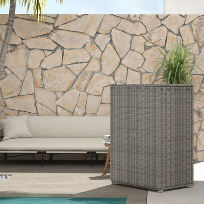 Wicker Outdoor Storage Cabinet, 2-Door Rattan, Dark Grey Patio Storage Boxes at Gallery Canada
