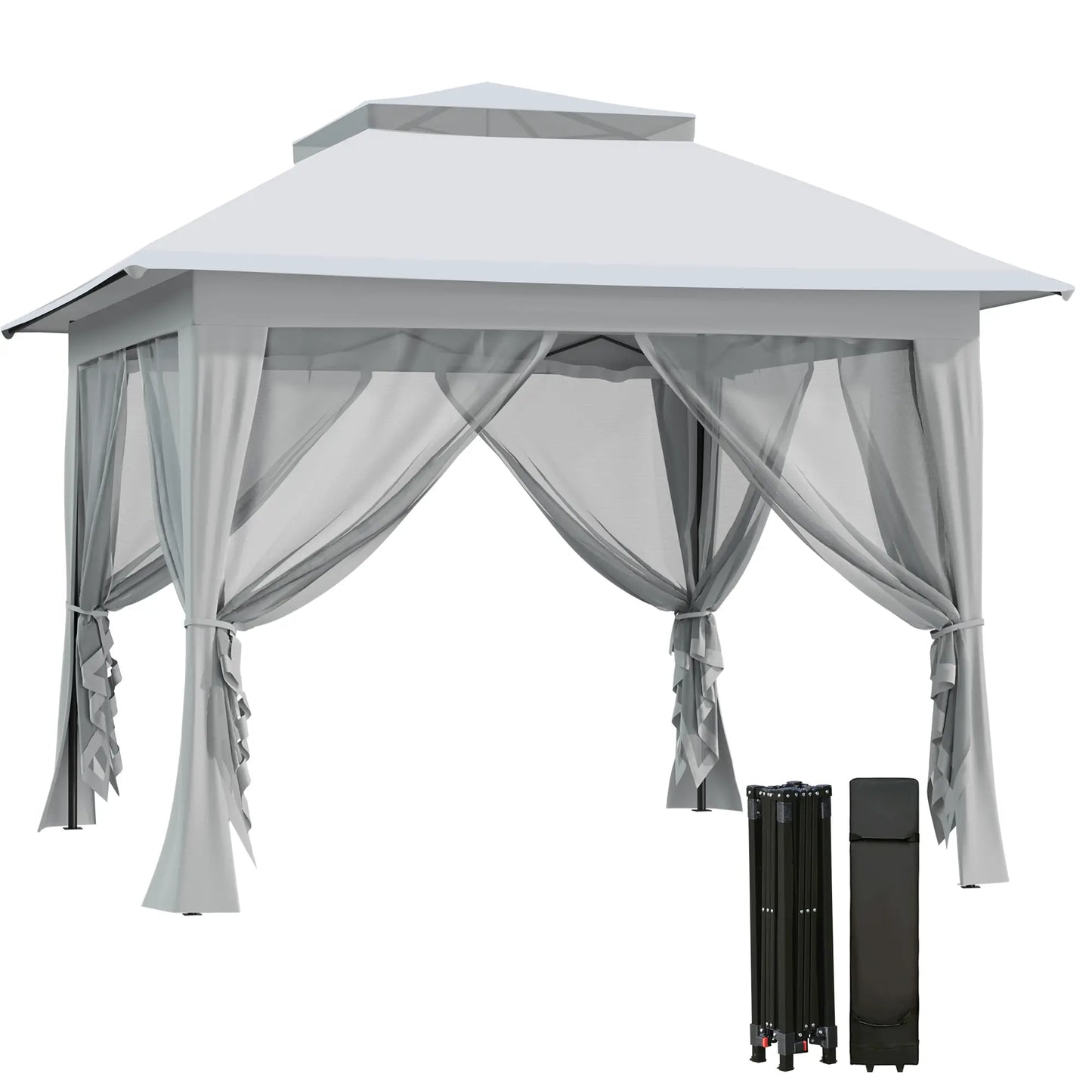 12' x 12' Foldable Pop-Up Party Tent, Steel Frame, Light Grey Pop Up Canopies at Gallery Canada