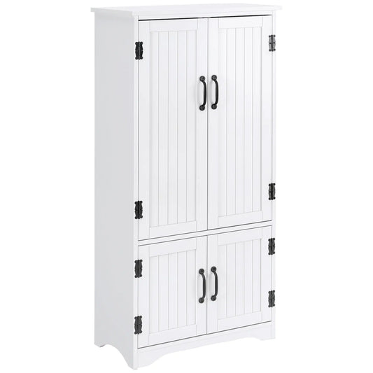48" 4-Door Storage Cabinet, Adjustable Shelves, White Kitchen Pantry Cabinets White at Gallery Canada