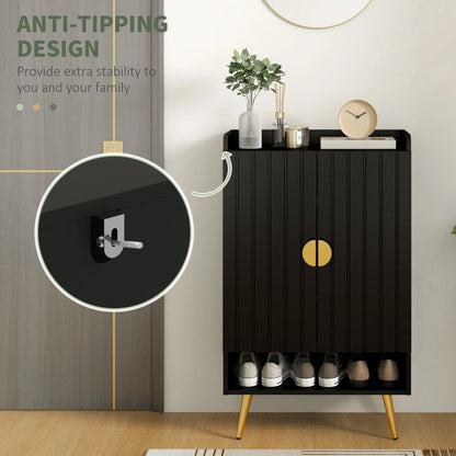 Narrow Shoe Storage Cabinet, Adjustable Shelves for 15 Pairs, Black Shoe Storage Cabinets & Racks at Gallery Canada