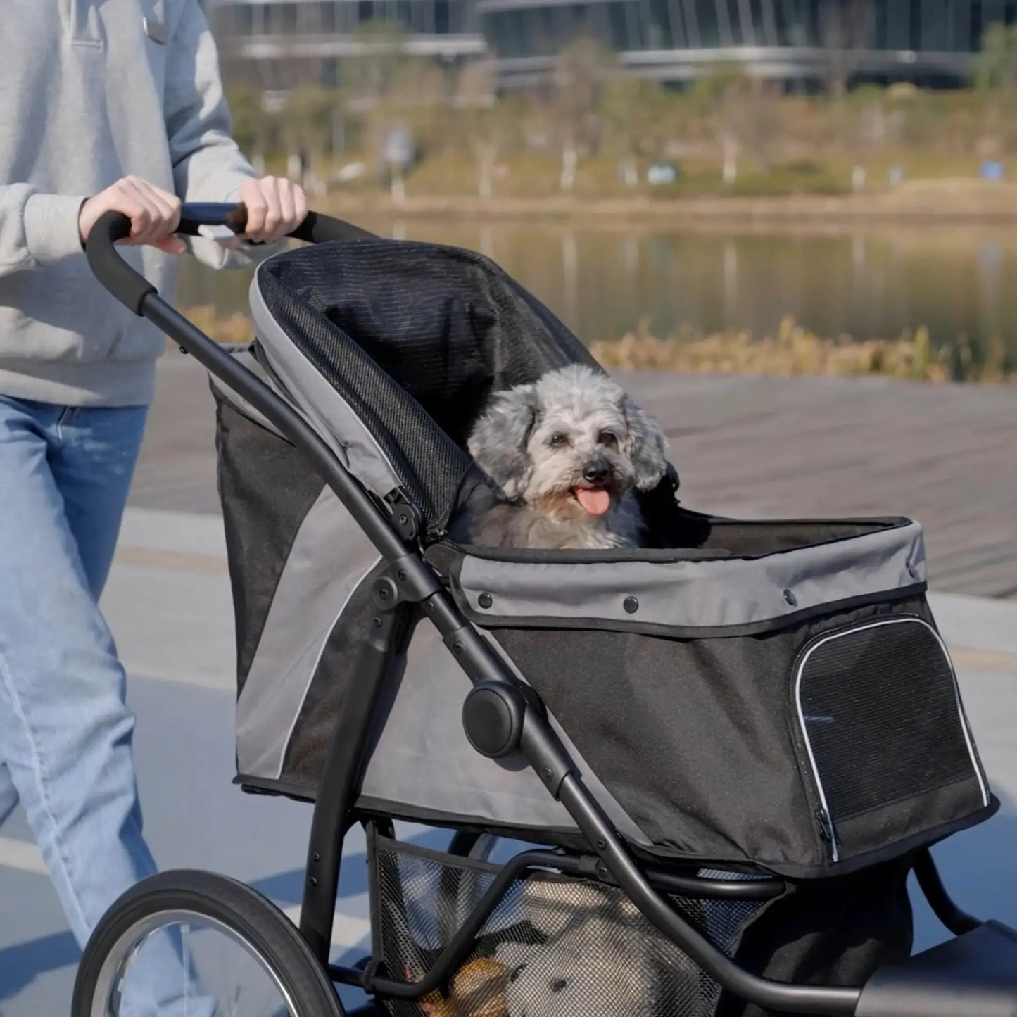 3 Big Wheels Pet Stroller, Small Medium Dogs, Cats, Folding Carrier, Adjustable Canopy, Black Dog Bike Trailers & Strollers at Gallery Canada