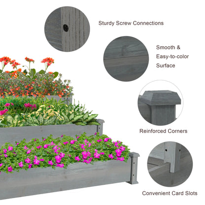 3-Tier Garden Bed Planter Box, 49"x49"x22", Grey Raised Garden Beds at Gallery Canada