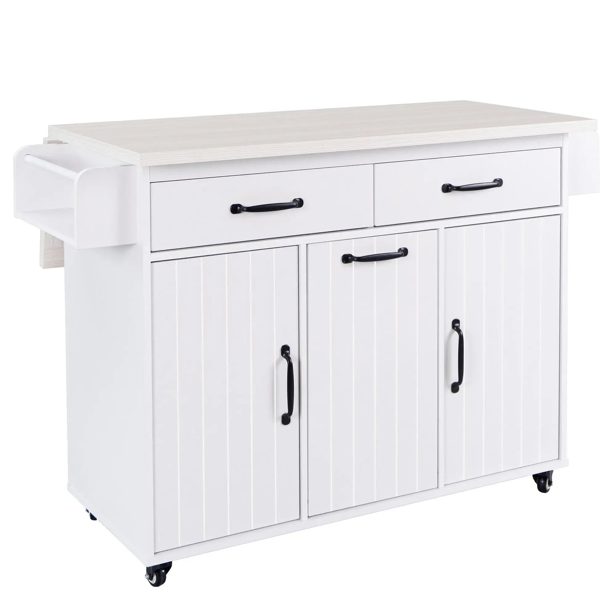 Kitchen Island with Tilt-Out Trash Cabinet, Adjustable Shelf, 51