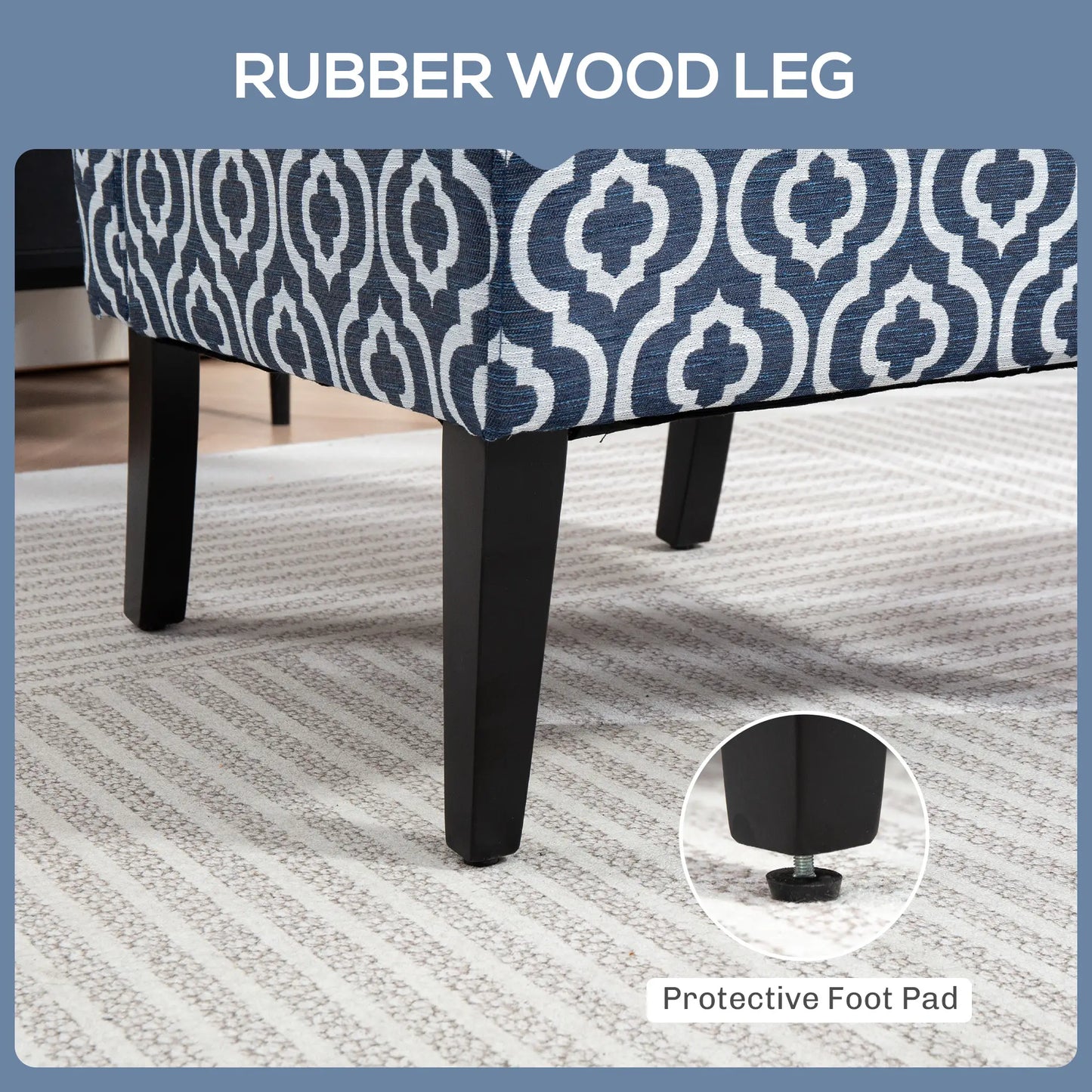 Armless Accent Chair for Bedroom, Upholstered Slipper Side Chair for Living Room with Wood Legs, Blue Accent Chairs at Gallery Canada