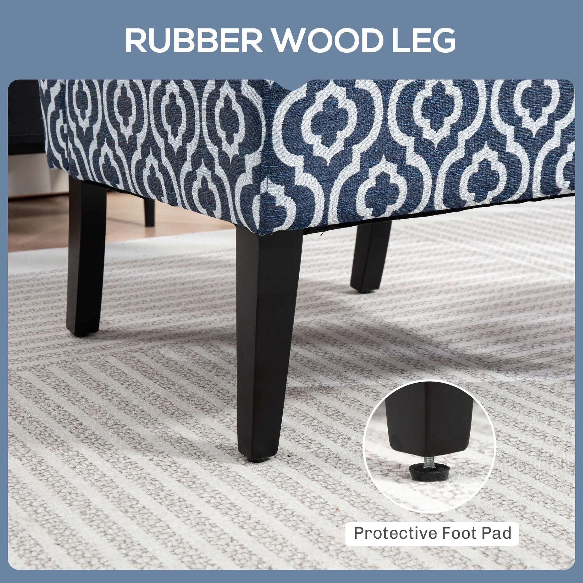 Armless Accent Chair for Bedroom, Upholstered Slipper Side Chair for Living Room with Wood Legs, Blue Accent Chairs at Gallery Canada