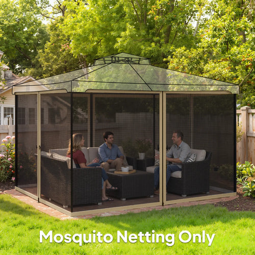 Mosquito Netting For Gazebo, 10' x 13', Khaki, Black