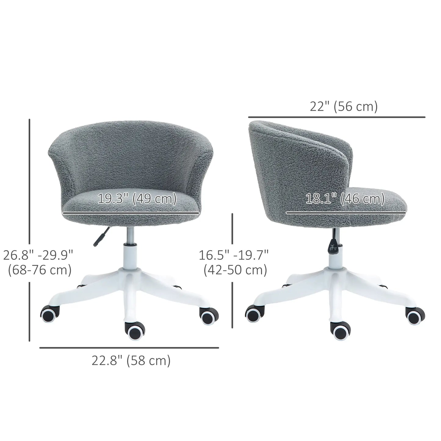 Armless Office Chair, Adjustable Height, Swivel Wheels, Mid Back, Grey Office Chairs at Gallery Canada