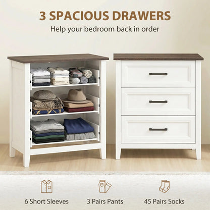 3 Drawer Dresser Chest For Bedroom Storage Chest Of Drawers