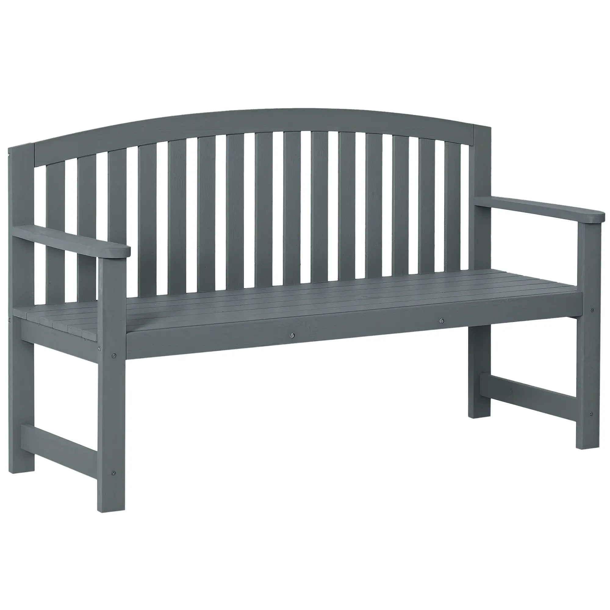 Wooden Bench, Slatted Design with Backrest, Armrests, Grey Outdoor Benches at Gallery Canada