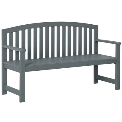 Wooden Bench, Slatted Design with Backrest, Armrests, Grey Outdoor Benches at Gallery Canada
