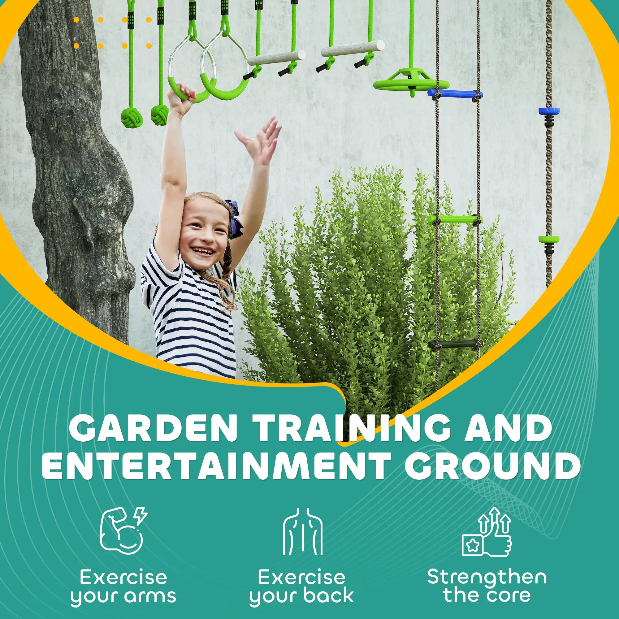 Kids Obstacle Course, 10-Piece Slackline Kit With Monkey Bars Gym Sets & Swings at Gallery Canada