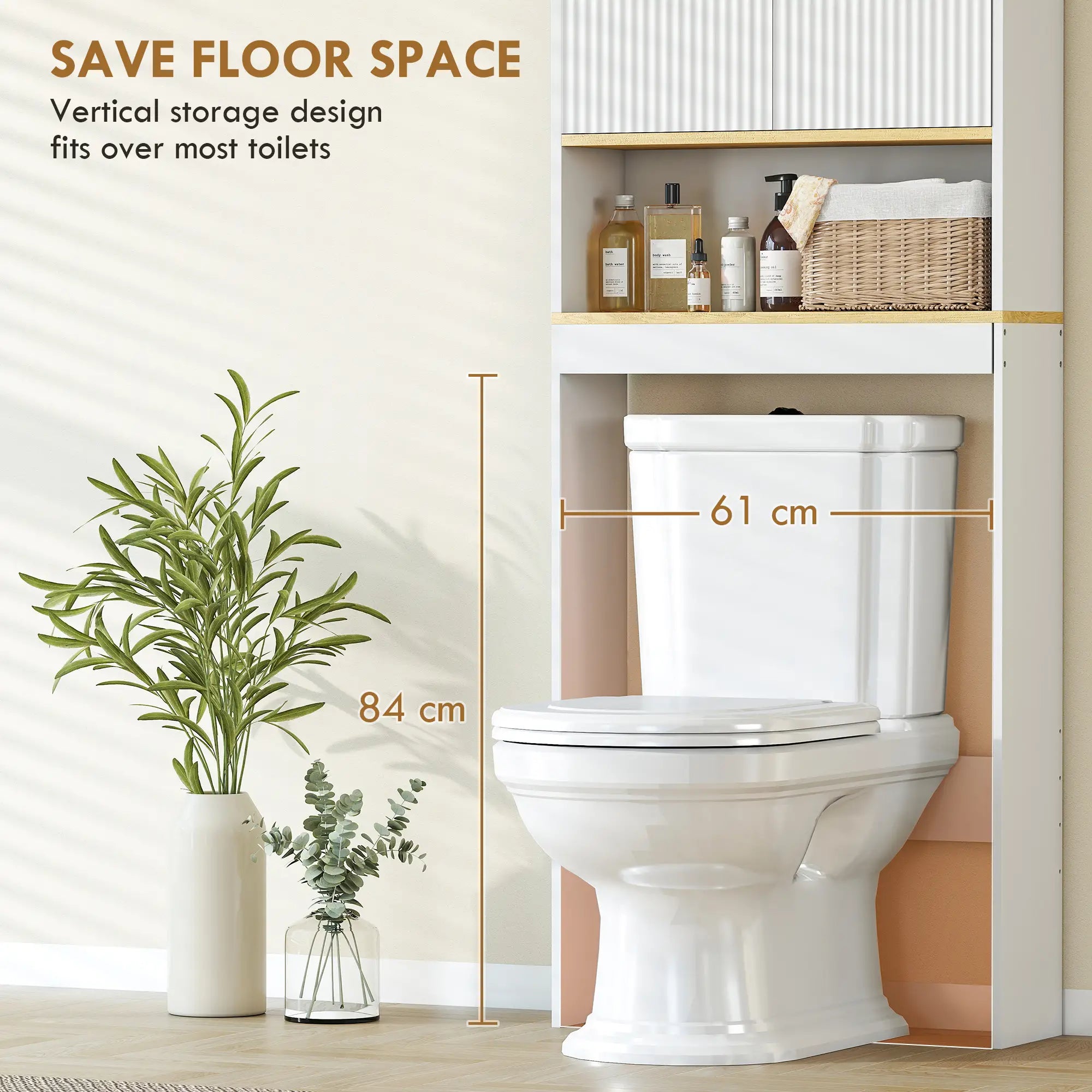 Adjustable Over Toilet Storage Shelf, White Oak, 24 Inch, White Over The Toilet Storage at Gallery Canada