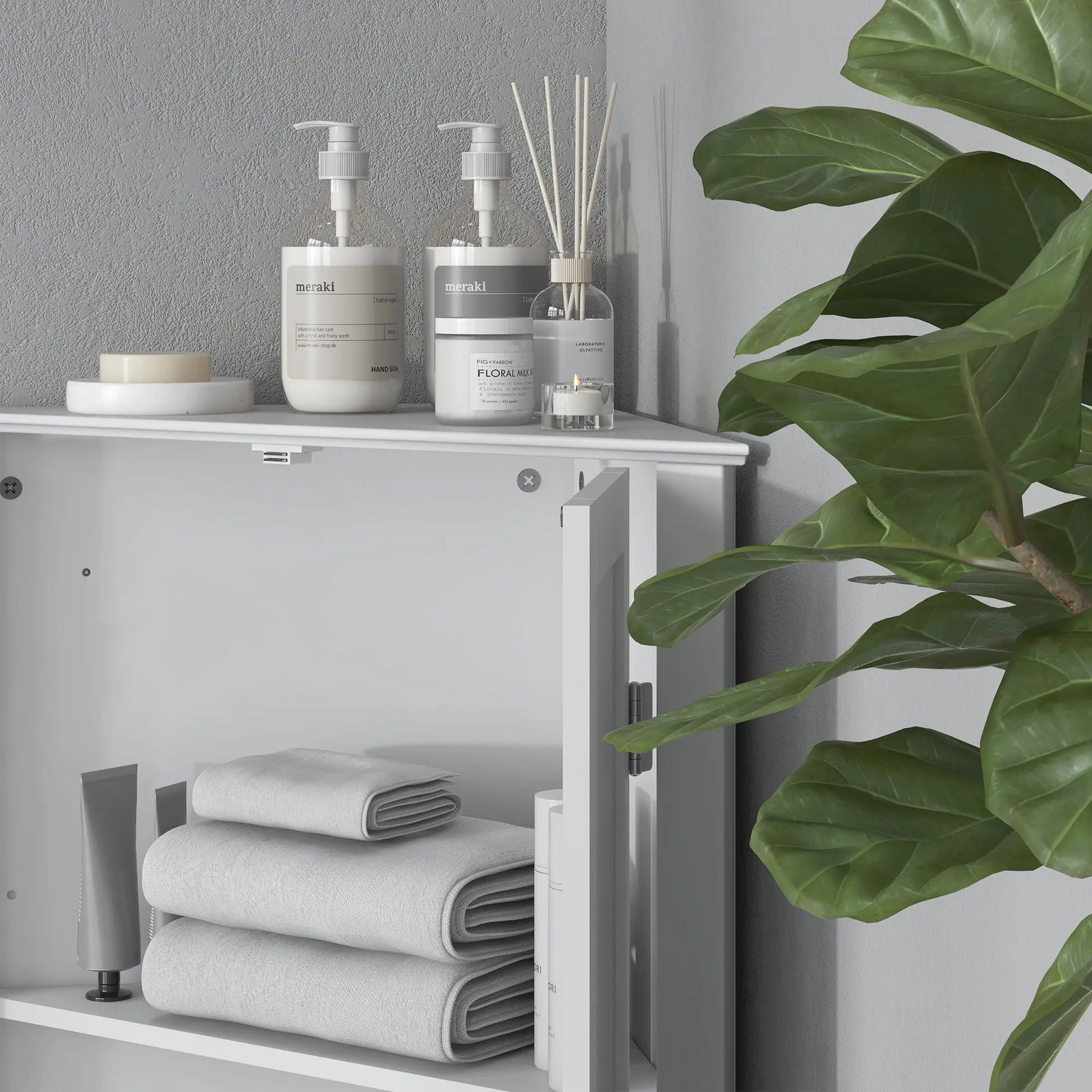Modern Bathroom Storage Cabinet, Corner with Doors, Adjustable Shelf, White Bathroom Cabinets at Gallery Canada