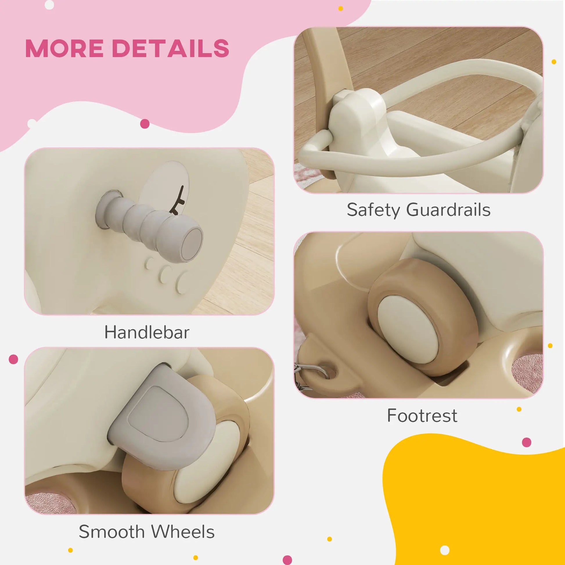 5 in 1 Rocking Horse for Toddlers, Balance Board, Push Handle, 4 Wheels Rocking Horses at Gallery Canada