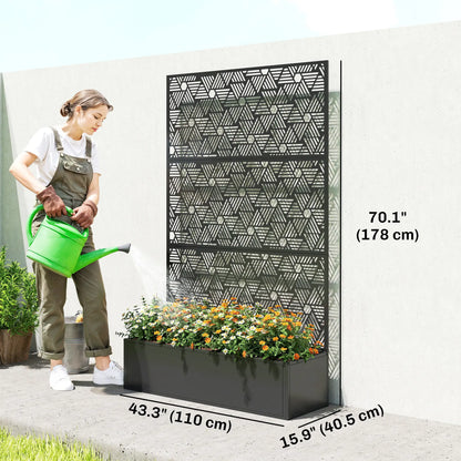 Metal Planter Box With Trellis, 70" Tall Raised Garden Bed, Hexagon Line Cut-Out Galvanized Planter Boxes at Gallery Canada