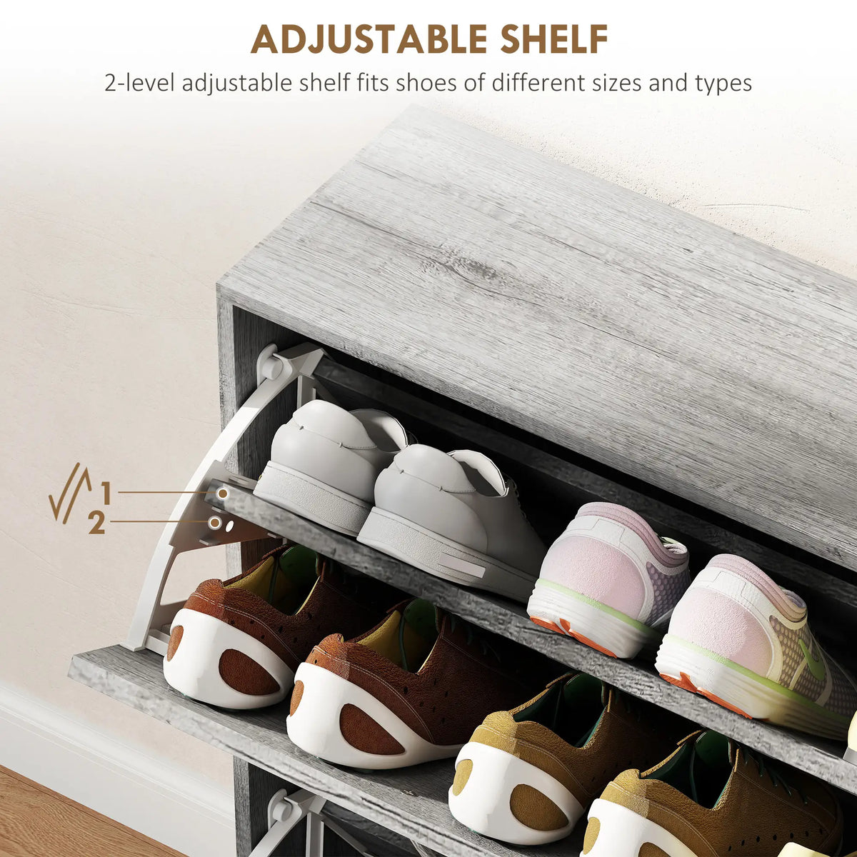 Shoe Storage Cabinet, 4 Flip Drawers, Narrow Slim, 12 Pair Organizer, Grey Shoe Storage Cabinets & Racks at Gallery Canada