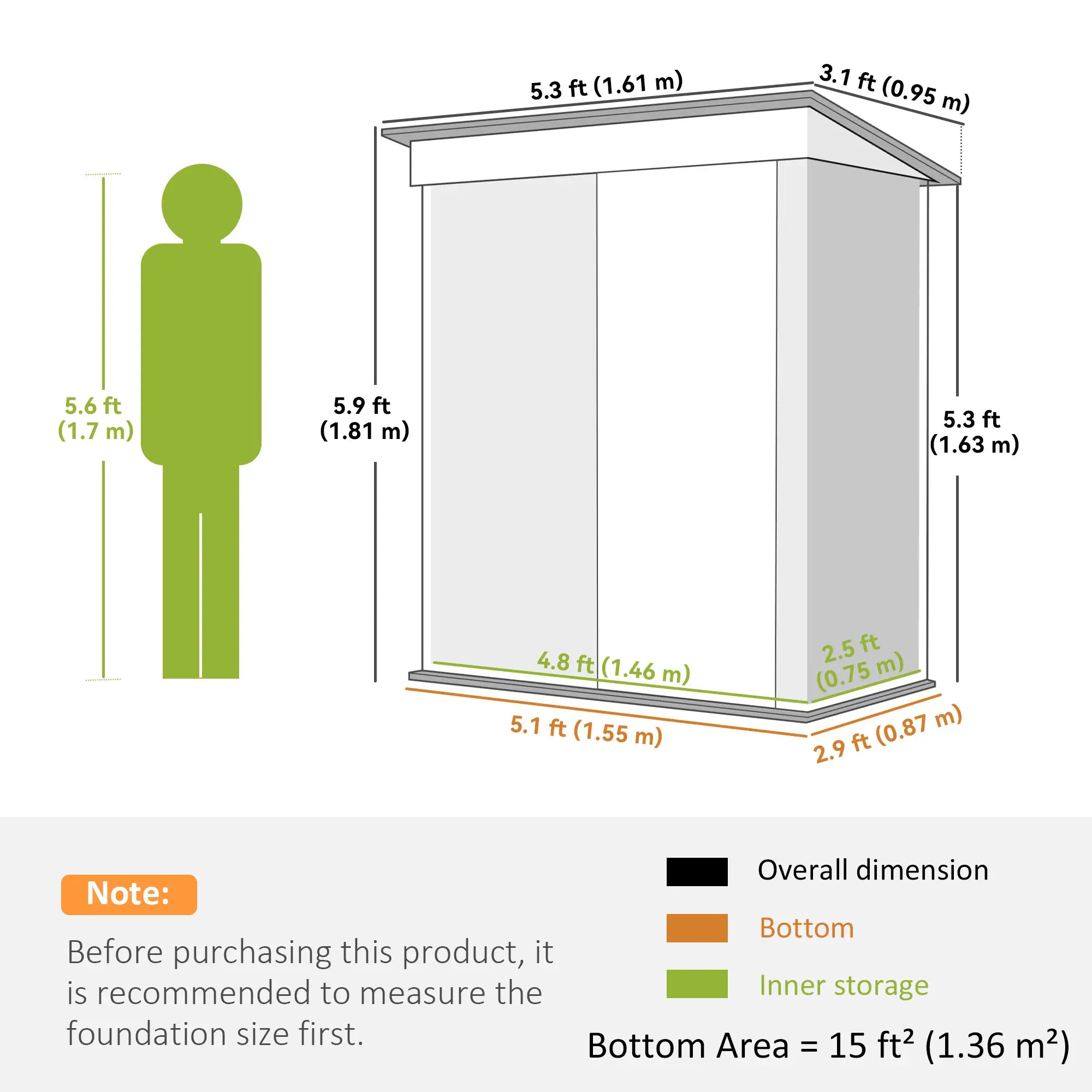 Outdoor Storage Shed, Steel Lean-To, Adjustable Shelf, 5'x3'x6', Dark Grey Sheds at Gallery Canada
