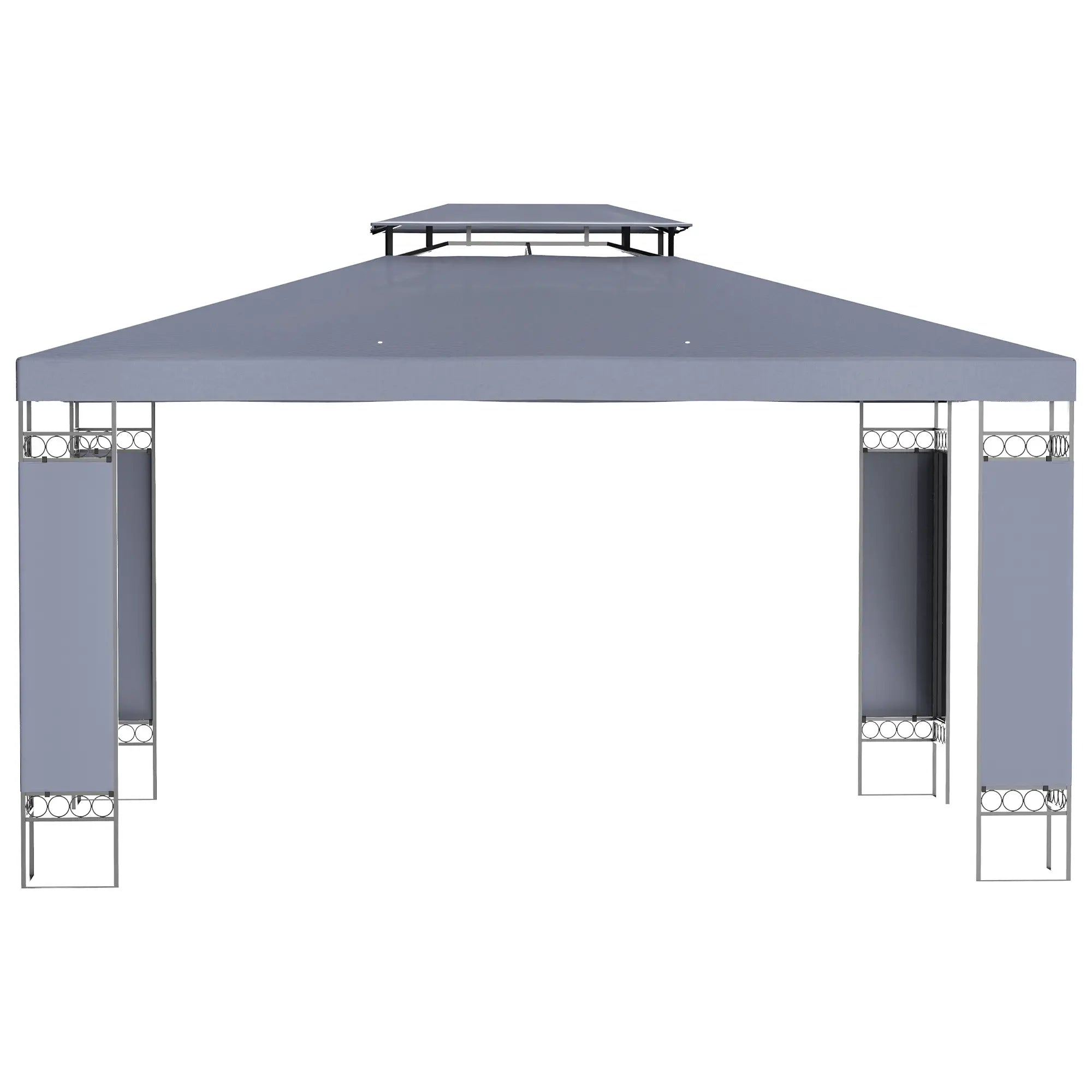 10' x 13' Grey Outdoor Gazebo, Double Roof Patio Canopy Shelter, Grey Gazebos at Gallery Canada
