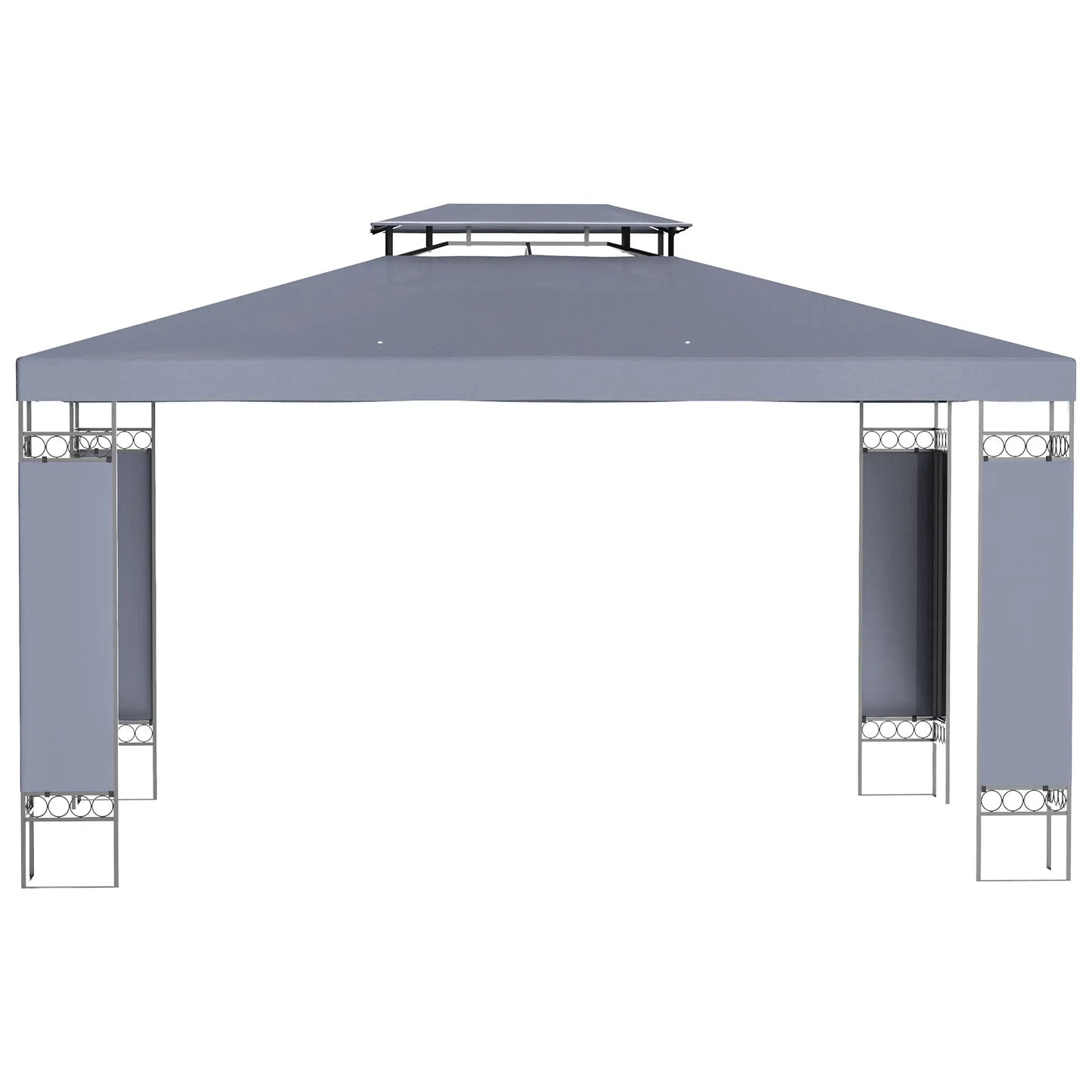 10' x 13' Grey Outdoor Gazebo, Double Roof Patio Canopy Shelter, Grey Gazebos at Gallery Canada